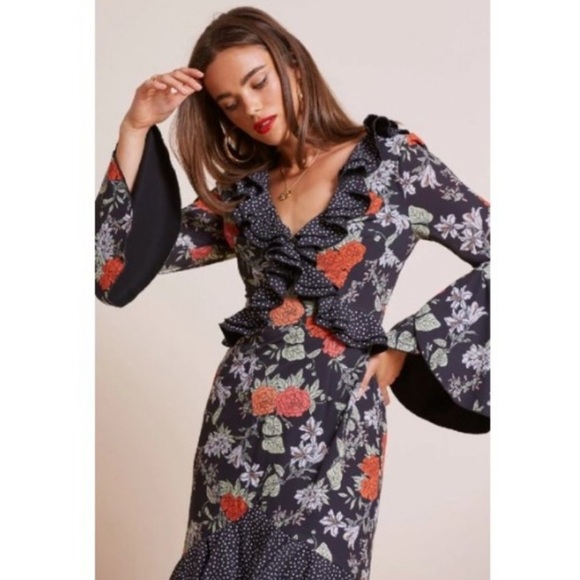 Finders Keepers Astral Dress in Black Floral Small - Picture 1 of 5
